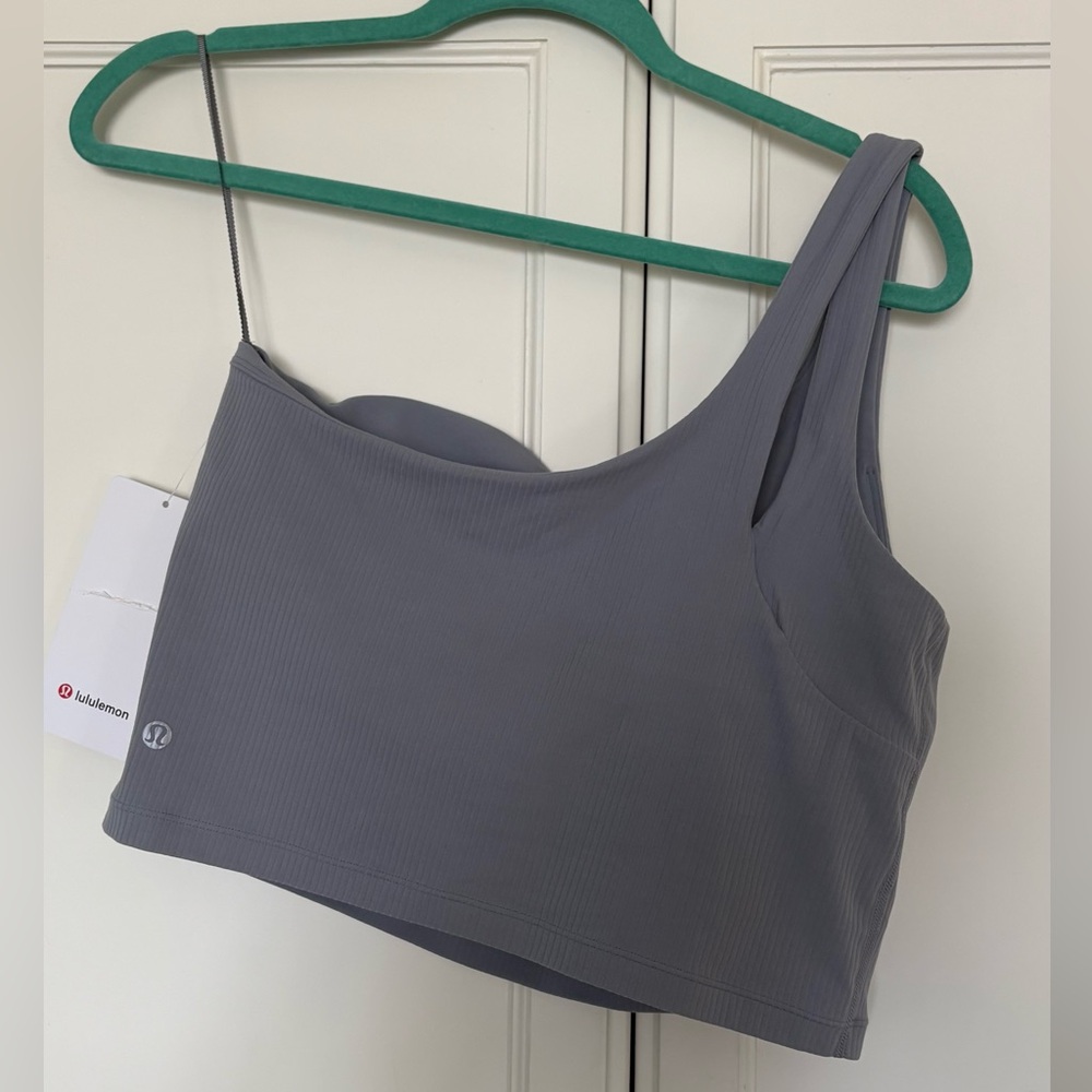 Lululemon Ribbed Nulu Asymmetrical Yoga Tank Top, Rhino Grey, 12, NWT - Picture 4 of 6